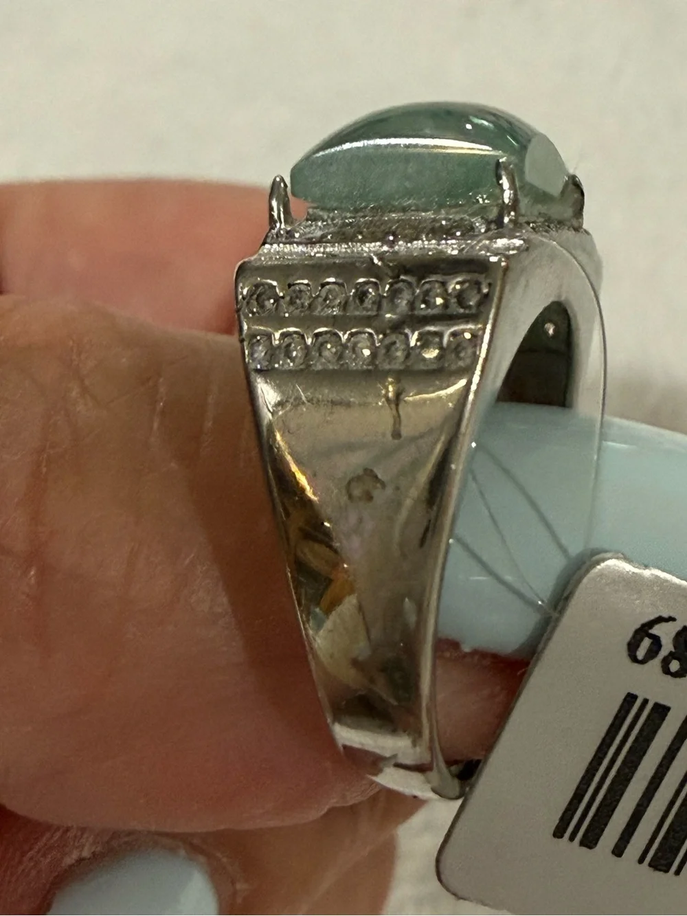 Burmese Jadeite Ring - 925 silver ADJUSTABLE